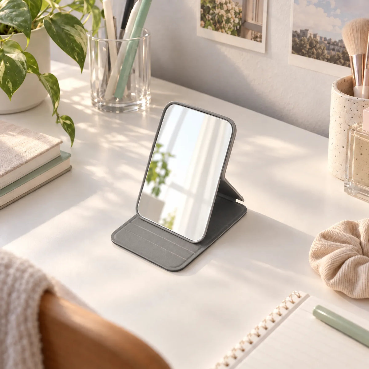 Compact Folding Vanity Mirror for Travel and Makeup