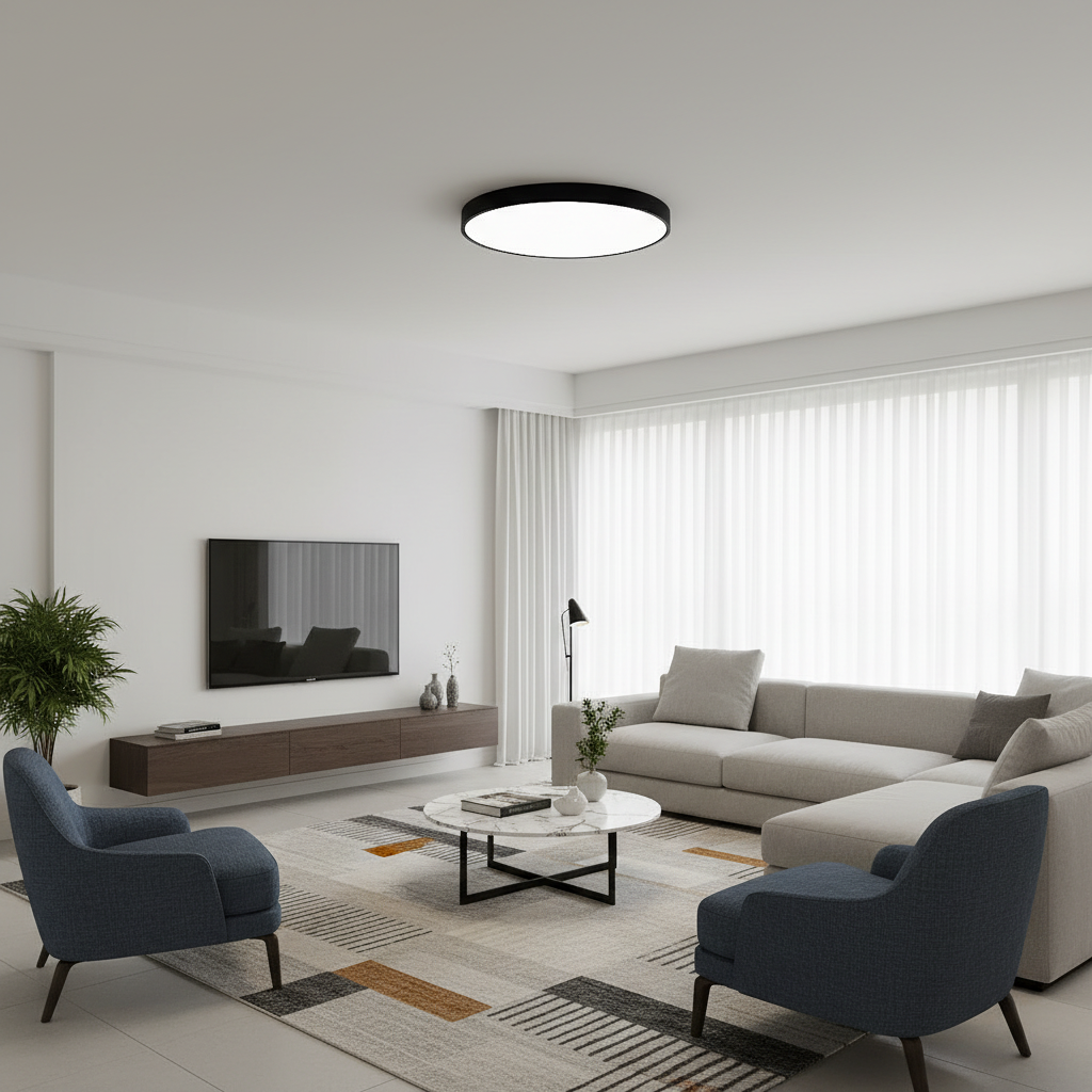 Contemporary Ultra-Thin Flush Mount Ceiling Light | LED Fixture