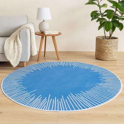 Contemporary Anti Slip Polyester Round Geometric Rug | Brindel