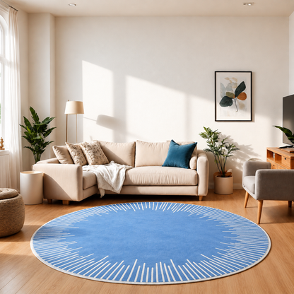 Contemporary Anti Slip Polyester Round Geometric Rug | Brindel