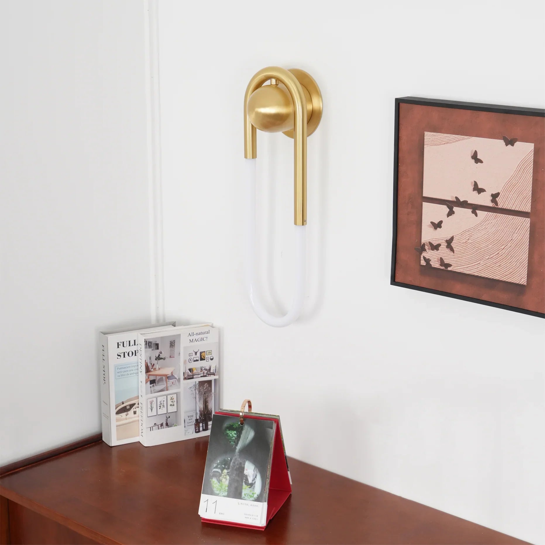 Contemporary Brass Loop LED Wall Light for Interiors | Loopra