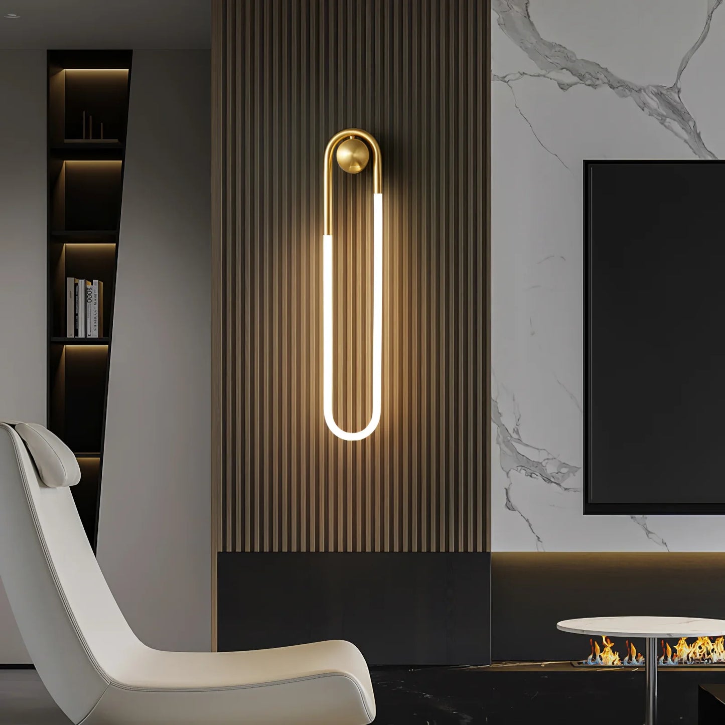 Contemporary Brass Loop LED Wall Light for Interiors | Loopra