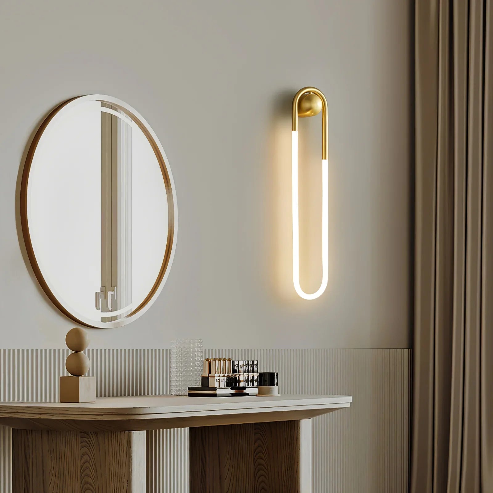 Contemporary Brass Loop LED Wall Light for Interiors | Loopra