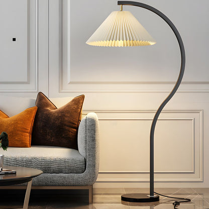 Contemporary Floor Lamp With Tapered Shade Metal Lighting | Wardilo