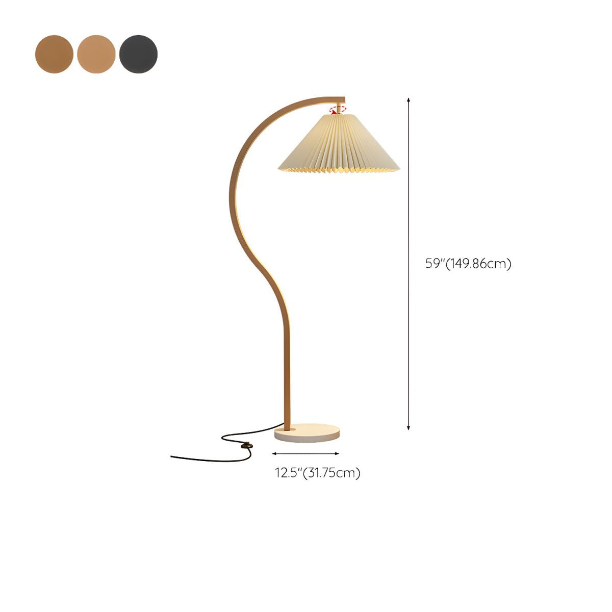 Contemporary Floor Lamp With Tapered Shade Metal Lighting | Wardilo
