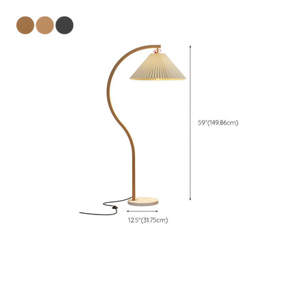 Contemporary Floor Lamp With Tapered Shade Metal Lighting | Wardilo