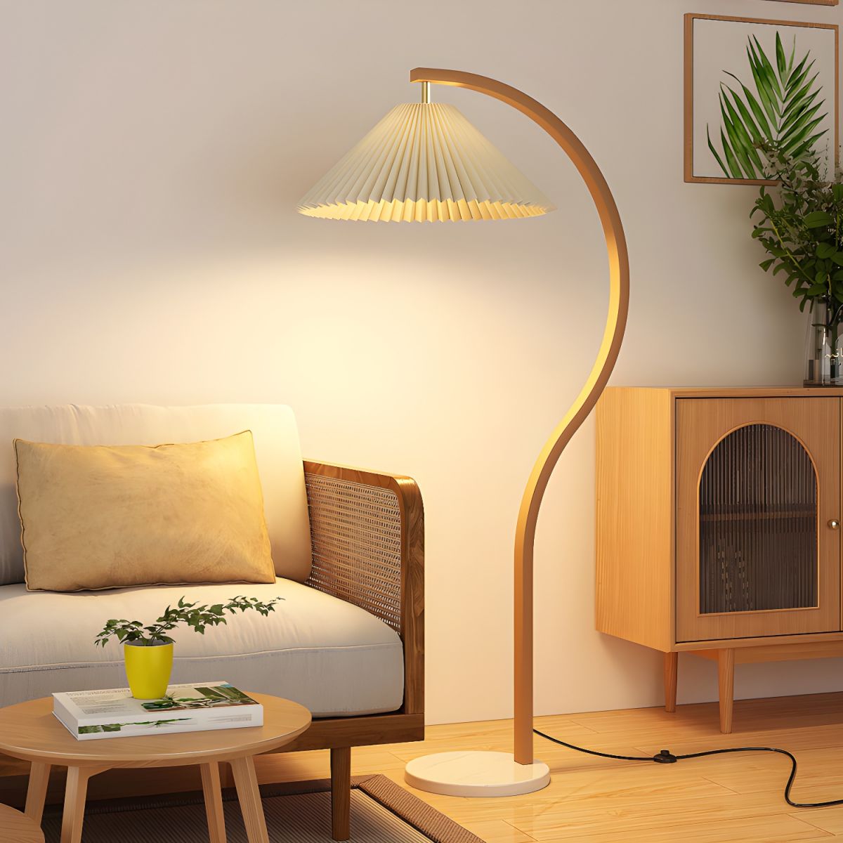 Contemporary Floor Lamp With Tapered Shade Metal Lighting | Wardilo