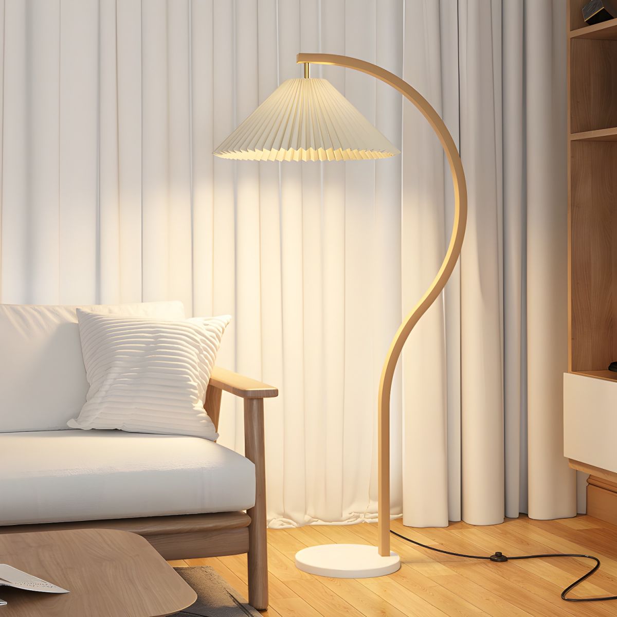 Contemporary Floor Lamp With Tapered Shade Metal Lighting | Wardilo