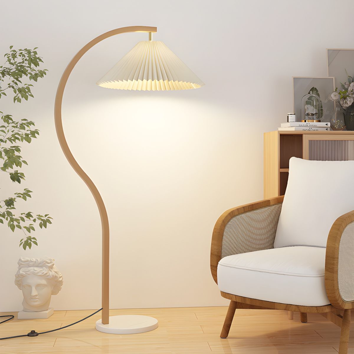 Contemporary Floor Lamp With Tapered Shade Metal Lighting | Wardilo