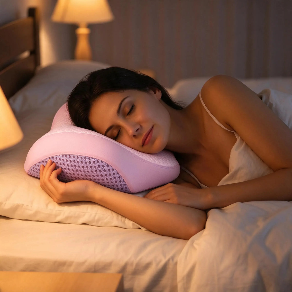 Contoured Side Sleeper Pillow With Ear Hole