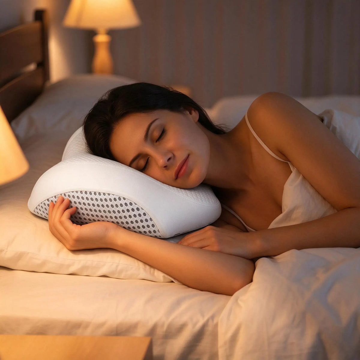 Contoured Side Sleeper Pillow With Ear Hole