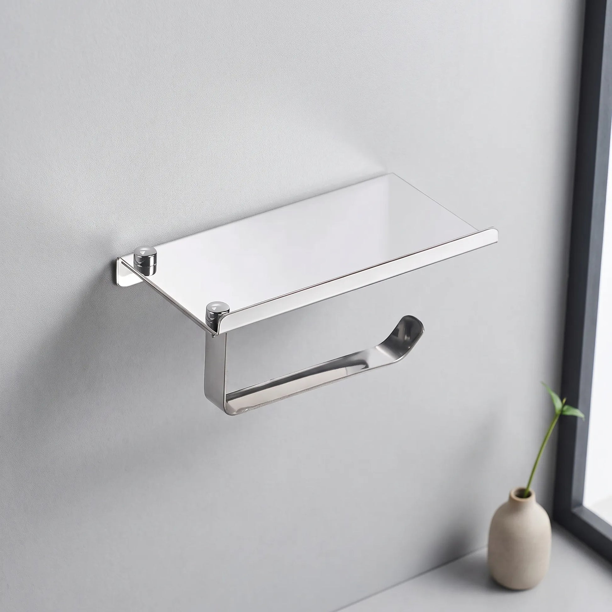 Covered Toilet Paper Holder with Storage Shelf