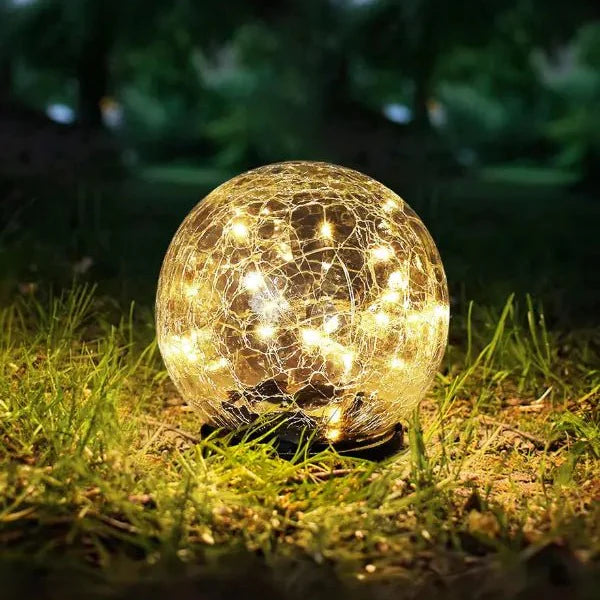 Cracked Glass Solar Globe Garden LED Light | Sevora