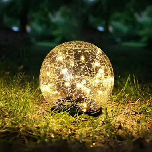 Cracked Glass Solar Globe Garden LED Light | Sevora