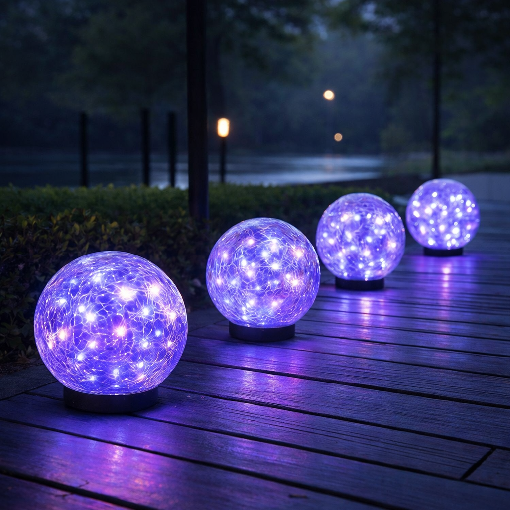 Cracked Glass Solar Globe Garden LED Light | Sevora