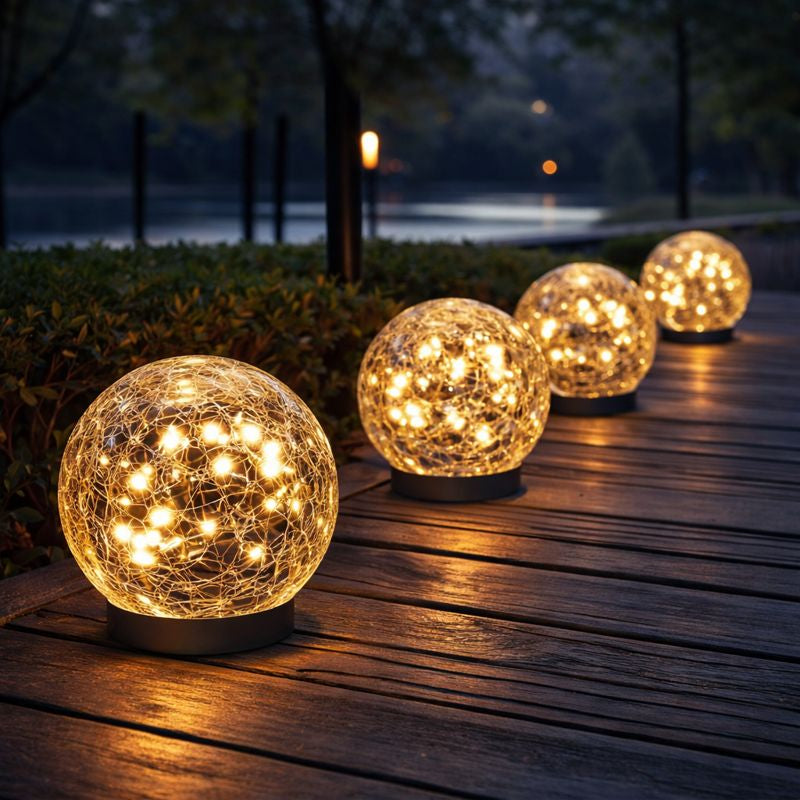 Cracked Glass Solar Globe Garden LED Light | Sevora