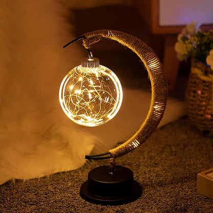 Crescent Moon Table Lamp with LED Globe Design | Auralis