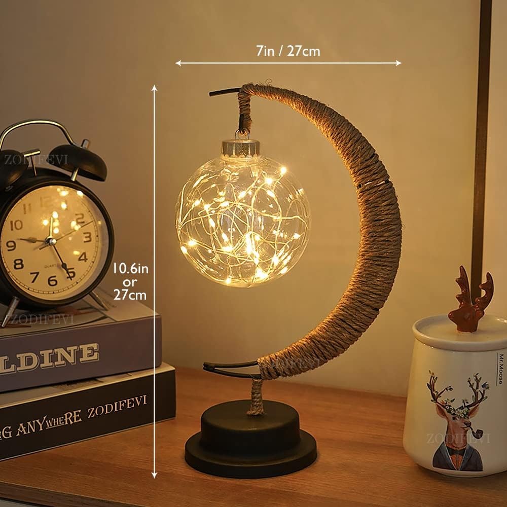 Crescent Moon Table Lamp with LED Globe Design | Auralis