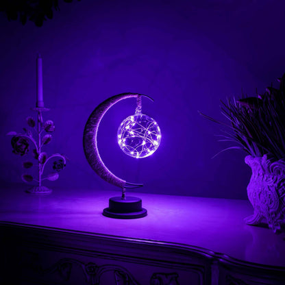 Crescent Moon Table Lamp with LED Globe Design | Auralis