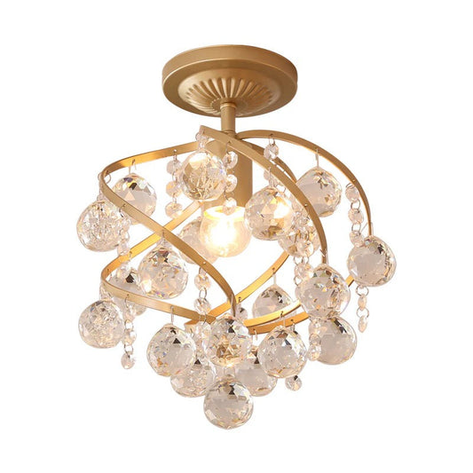 Crystal Ball Brass Semi Flush Ceiling Light Modern | Lumden
