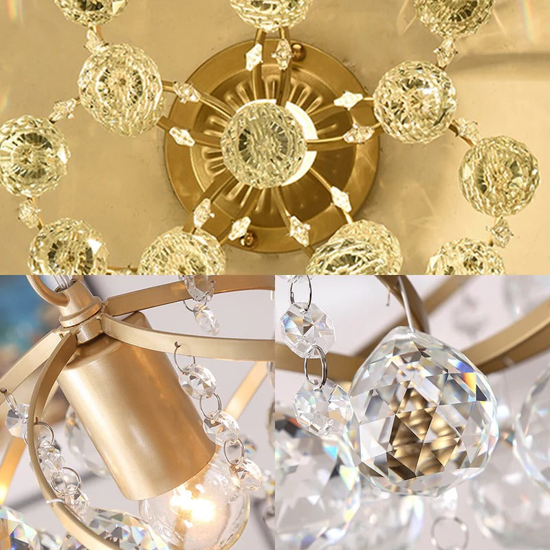 Crystal Ball Brass Semi Flush Ceiling Light Modern | Lumden
