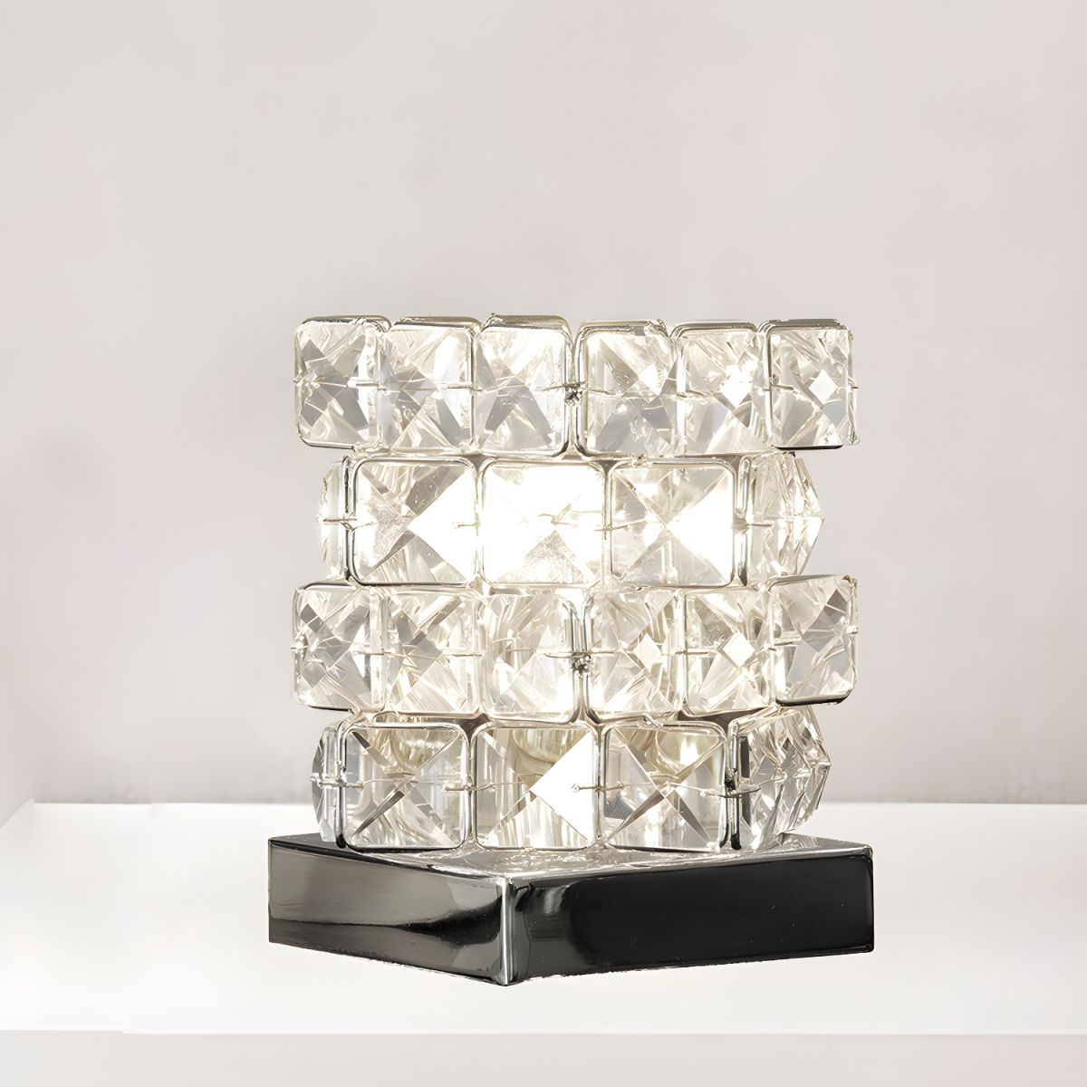 Crystal Cube Table Lamp for Modern Bedroom Accent | Vessar