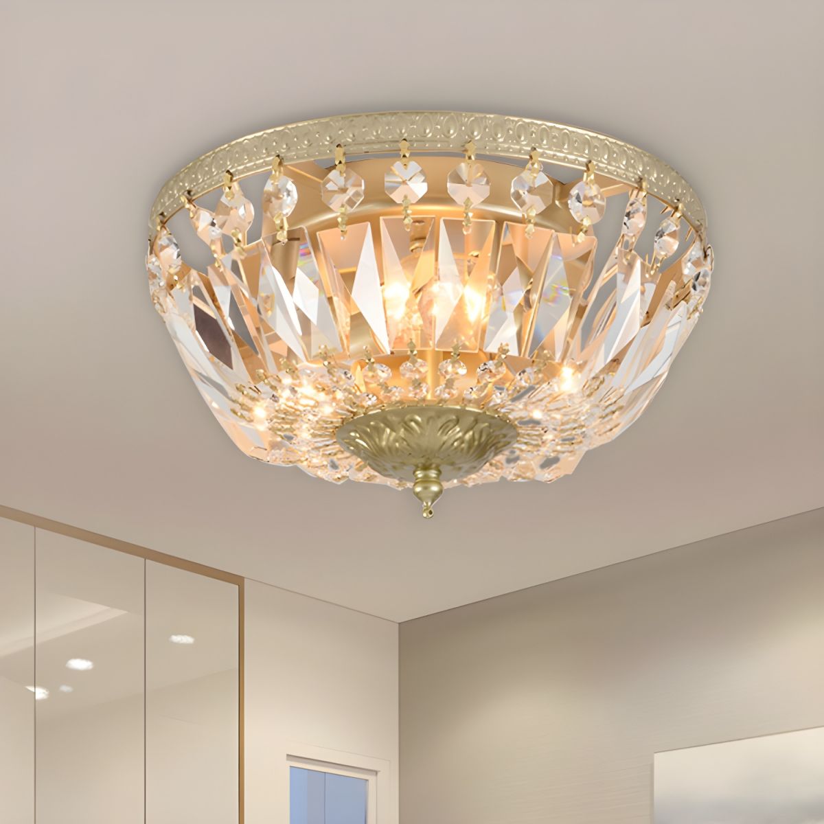 Crystal Dome Ceiling Light Scandinavian Flush Mount | Aurele