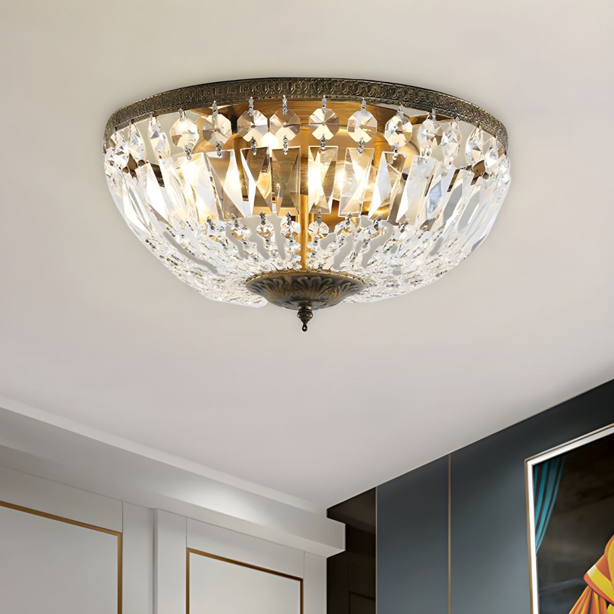 Crystal Dome Ceiling Light Scandinavian Flush Mount | Aurele