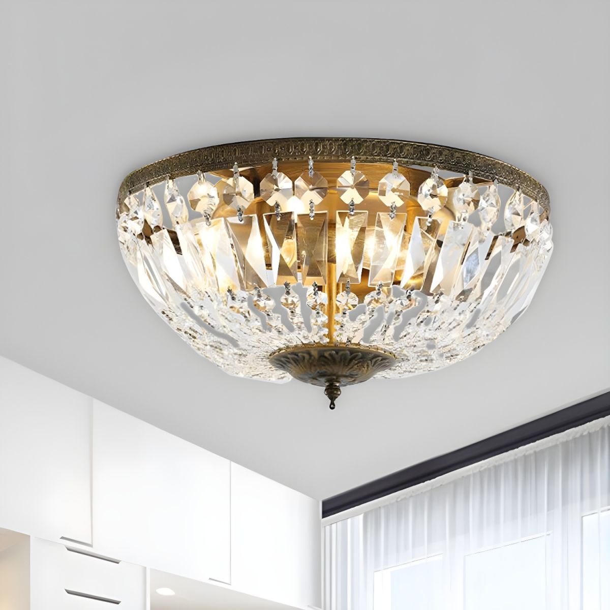 Crystal Dome Ceiling Light Scandinavian Flush Mount | Aurele