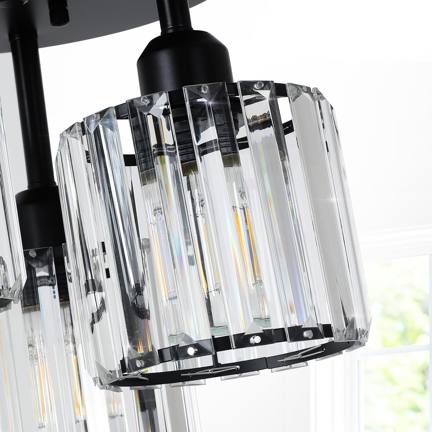 Crystal Semi Flush Ceiling Light Modern Design | Sodera
