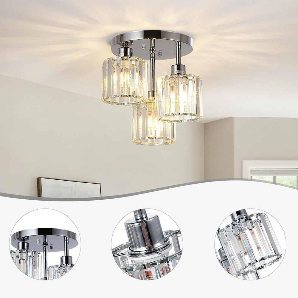 Crystal Semi Flush Ceiling Light Modern Design | Sodera