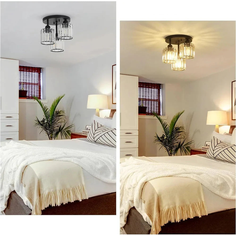 Crystal Semi Flush Ceiling Light Modern Design | Sodera