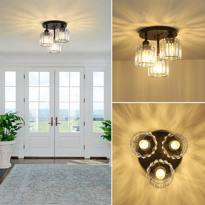 Crystal Semi Flush Ceiling Light Modern Design | Sodera