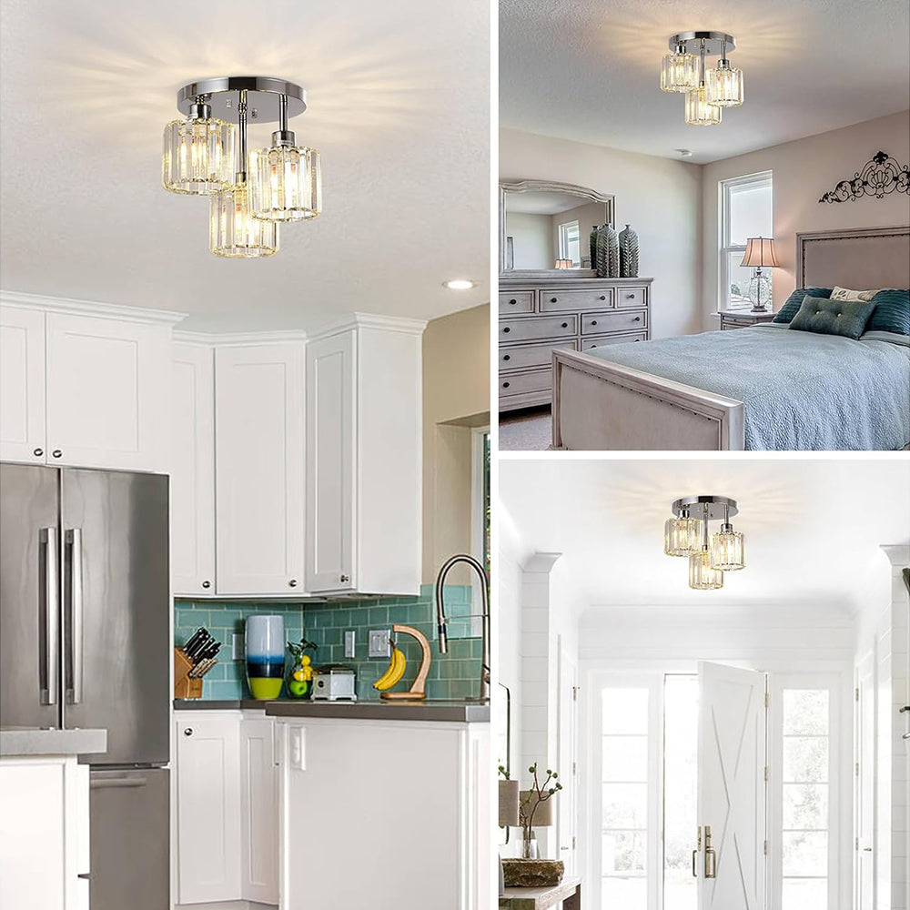 Crystal Semi Flush Ceiling Light Modern Design | Sodera