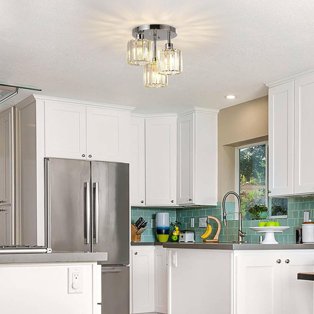 Crystal Semi Flush Ceiling Light Modern Design | Sodera