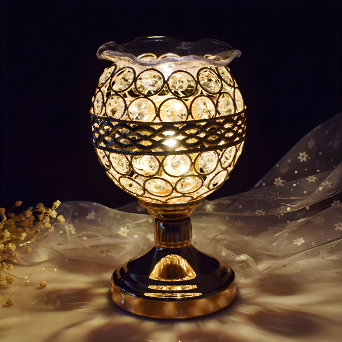 Crystal Shade Table Lamp Gold Modern Style | Cyralis