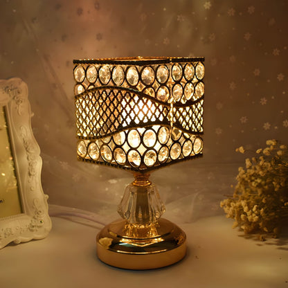 Crystal Shade Table Lamp Gold Modern Style | Cyralis
