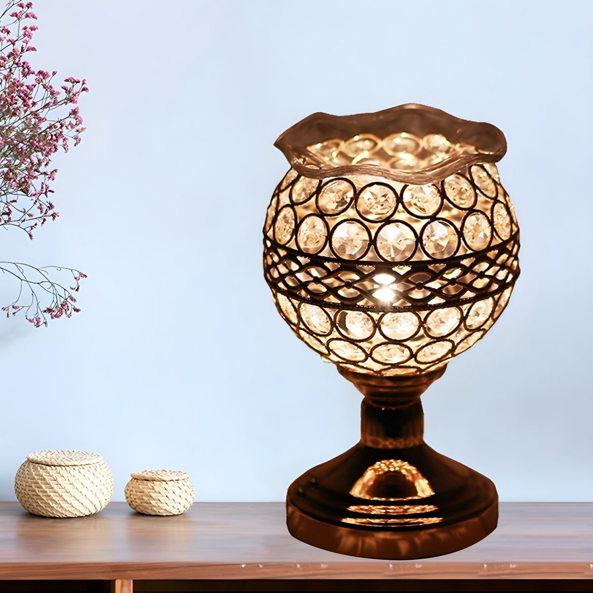 Crystal Shade Table Lamp Gold Modern Style | Cyralis