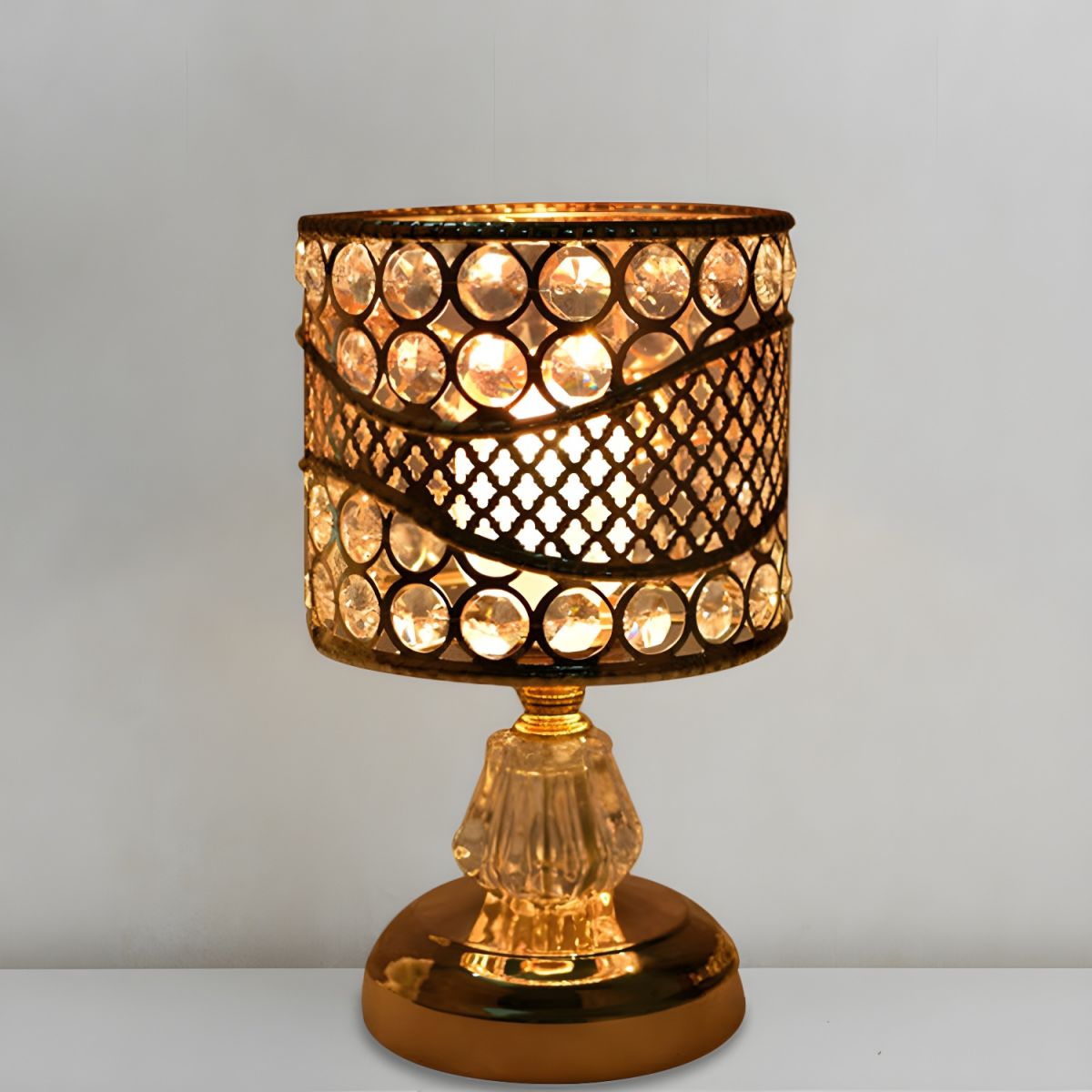 Crystal Shade Table Lamp Gold Modern Style | Cyralis