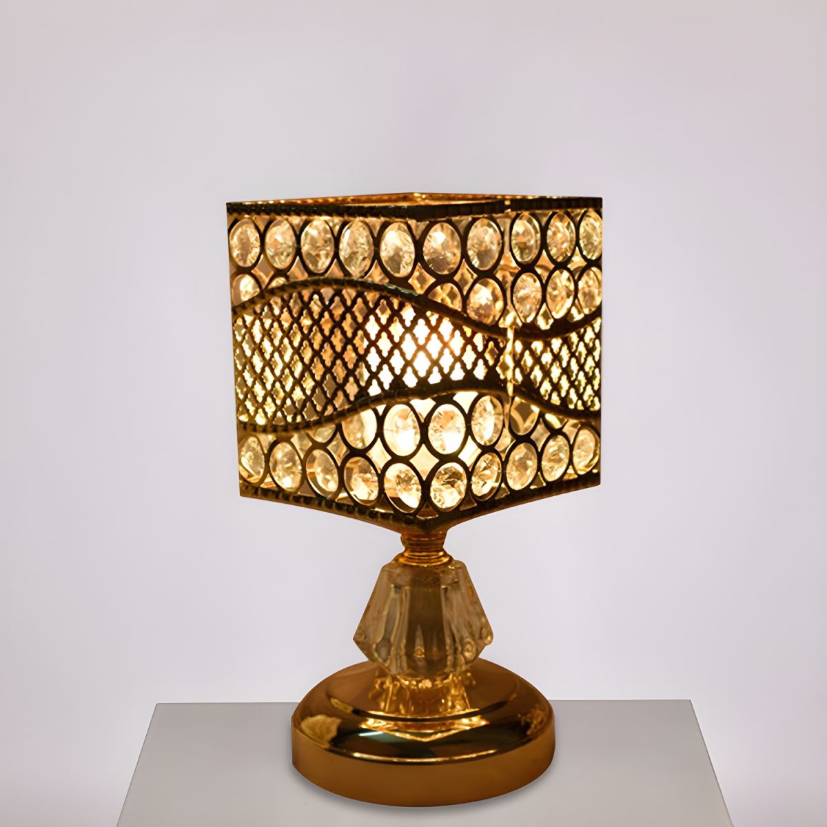 Crystal Shade Table Lamp Gold Modern Style | Cyralis