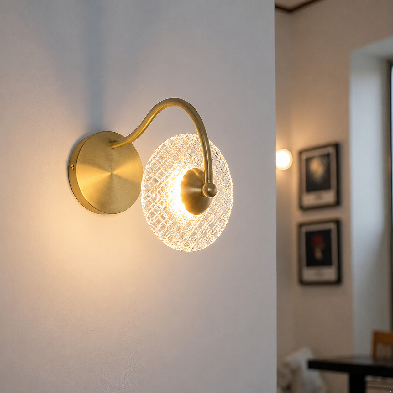 Curved Brass Glass Integrated LED Wall Sconce | Brevica