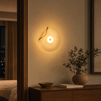 Curved Glass Wall Light in Nordic Japandi Style | Glazia