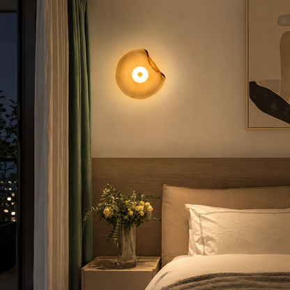Curved Glass Wall Light in Nordic Japandi Style | Glazia