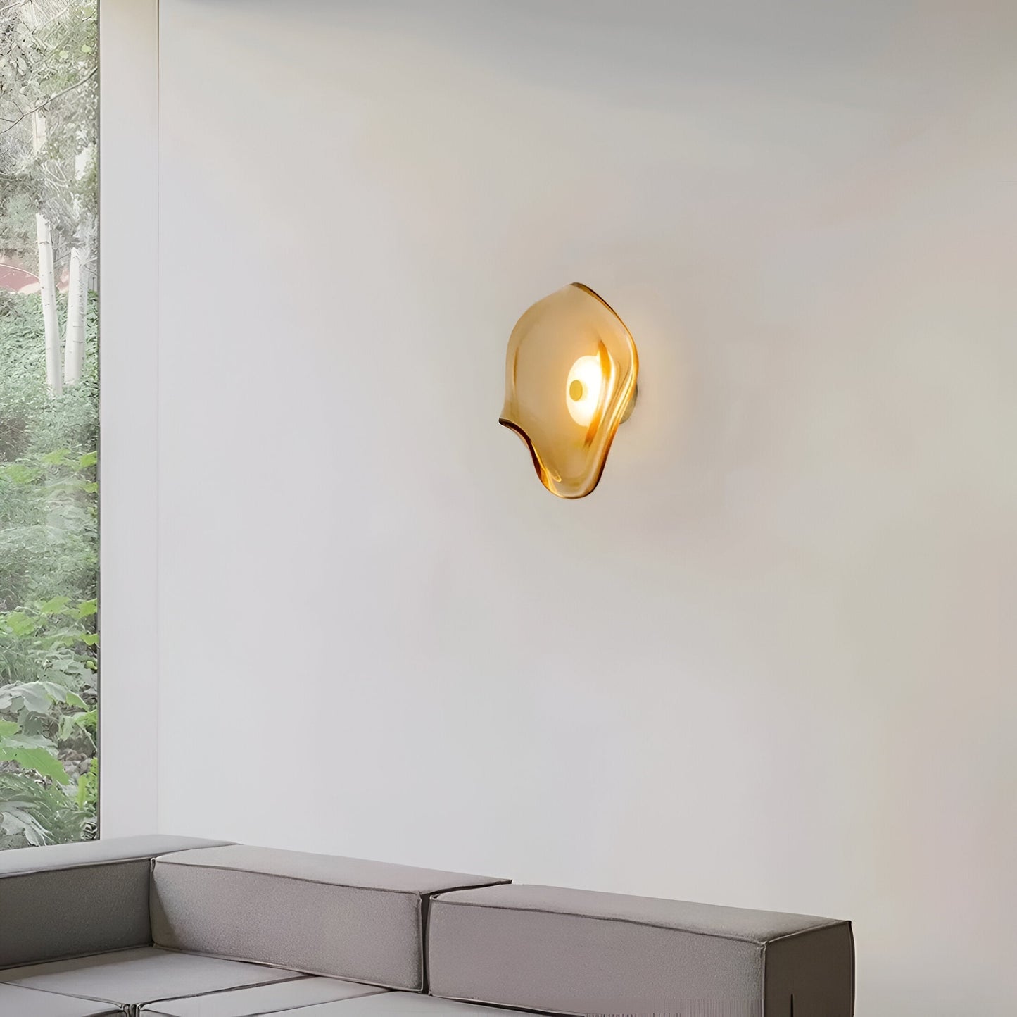 Curved Glass Wall Light in Nordic Japandi Style | Glazia