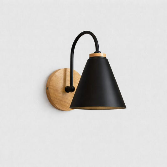 Curved Wood and Metal Modern Interior Wall Light | Yorven
