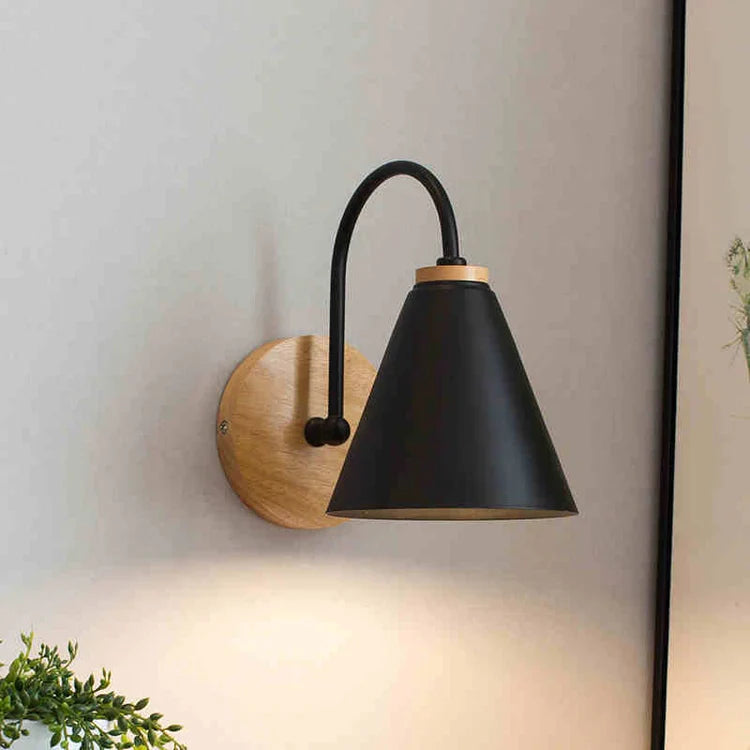 Curved Wood and Metal Modern Interior Wall Light | Yorven