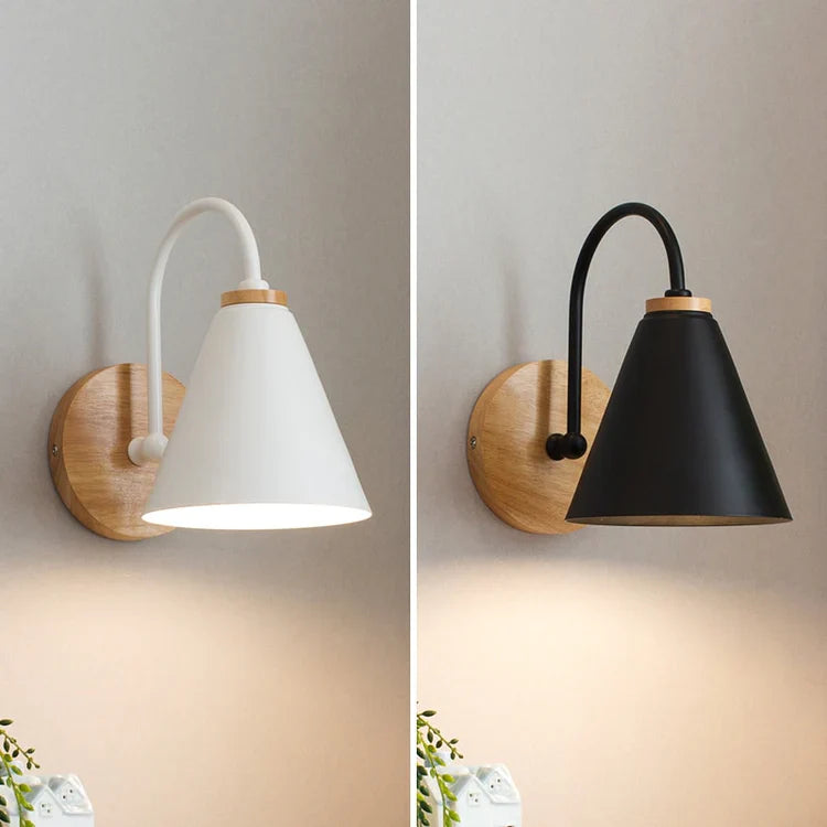 Curved Wood and Metal Modern Interior Wall Light | Yorven
