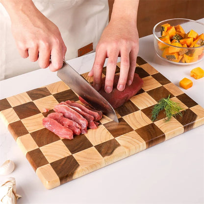Cutting Board End Grain Butcher Block Checkerboard Design