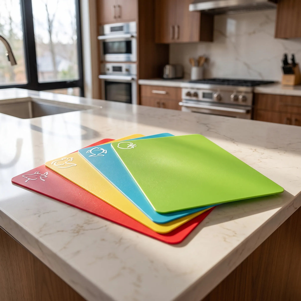 Cutting Board Mats Flexible Colour Coded Set of 4