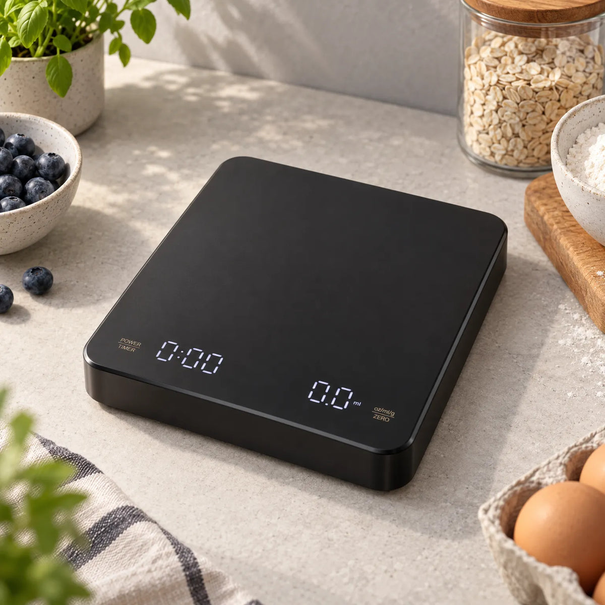 Digital Kitchen Scale with Built In Timer LED Display and Touch Controls